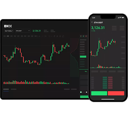 数字货币交易所APP页面展示